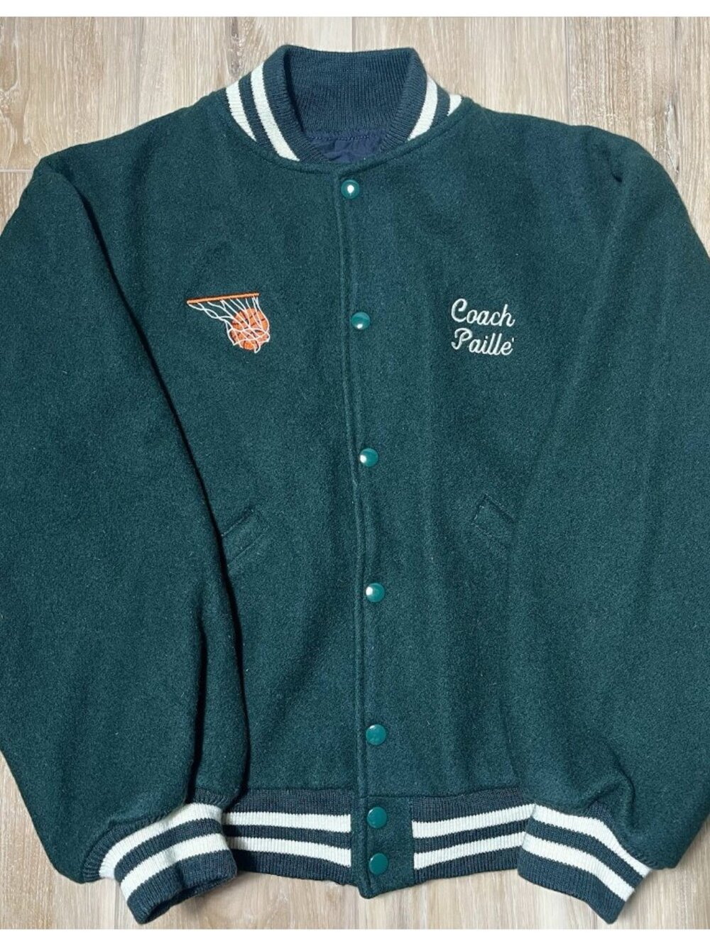 Vintage Rogue Wear Green “ St Joes” Bomber Varsity Jacket - Women Size Large
